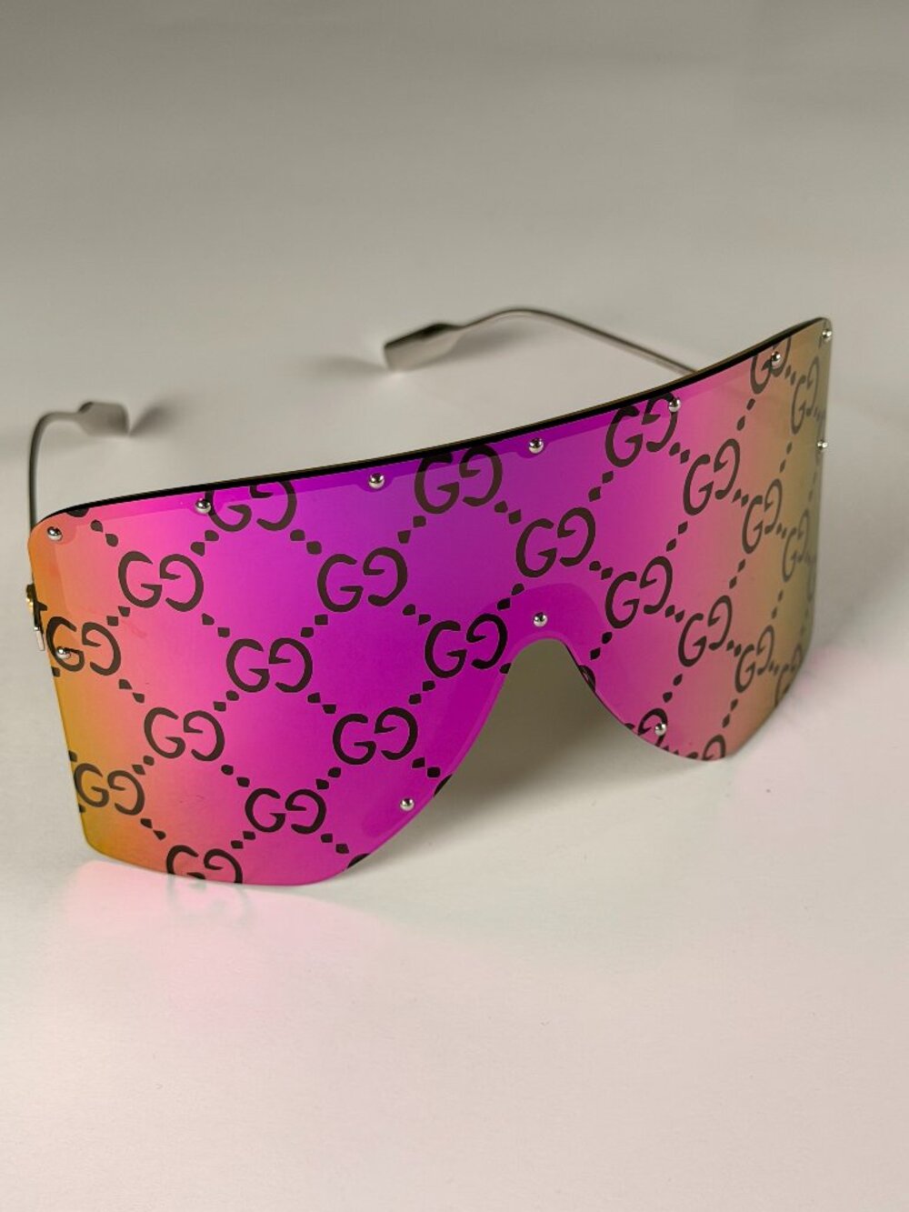Gucci GG1244S Pink Mirror GG Shield Sunglasses Certified Authentic w case